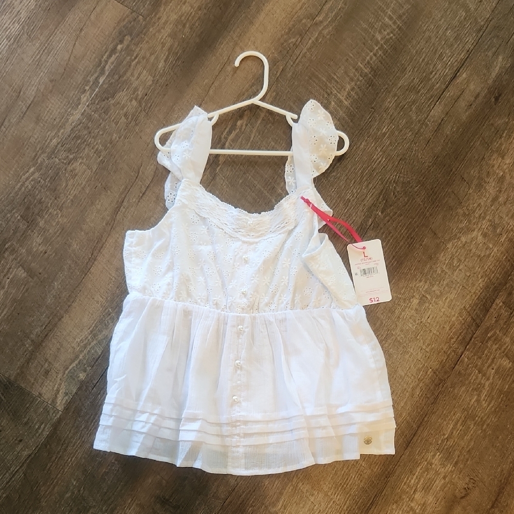 White Eyelet Sleeveless Top